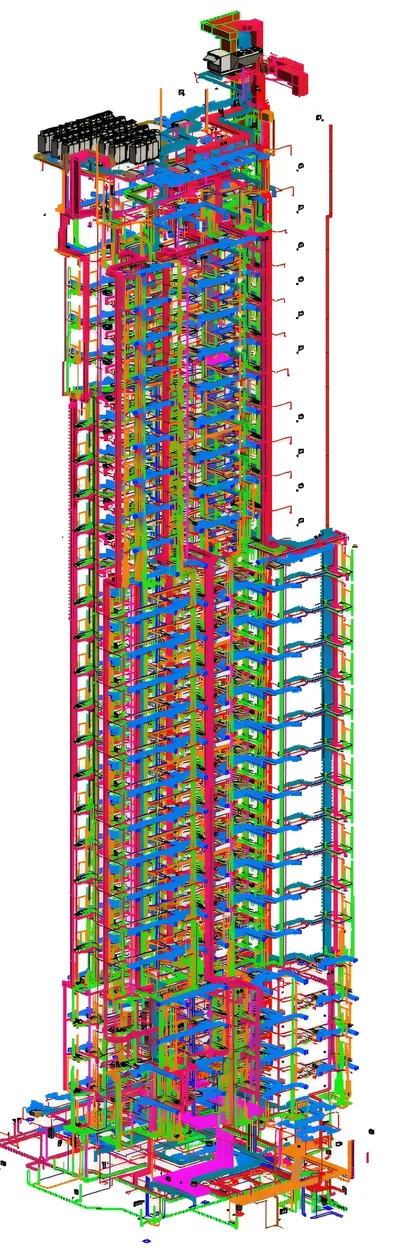 High-Rise MEP Coordination: Revit 3D model